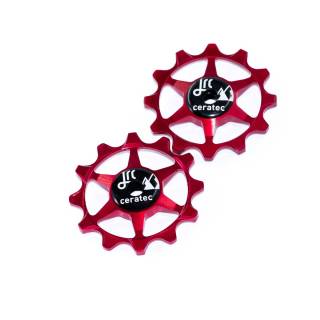 Narrow Wide 12t Ceramic Jockey Wheels RED