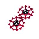 Narrow Wide 12t Ceramic Jockey Wheels RED