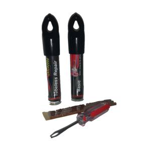 MaXalami Basic Tube Reparatur Set für schlauchlose Reifen Werkzeug + 3 Flickstreifen